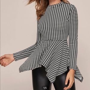 SHEIN never been worn houndstooth peplum top